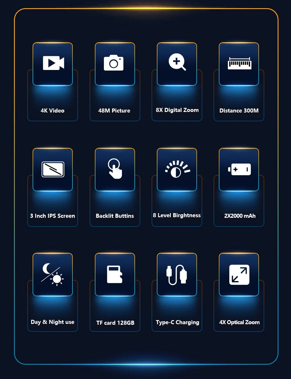 8X Night Vision Binoculars, 4K Infrared Night Vision Goggles with 3" IPS Screen, 984Ft/300Mm Night Vision and Day Range, 4000Mah Rechargeable Battery, 32GB