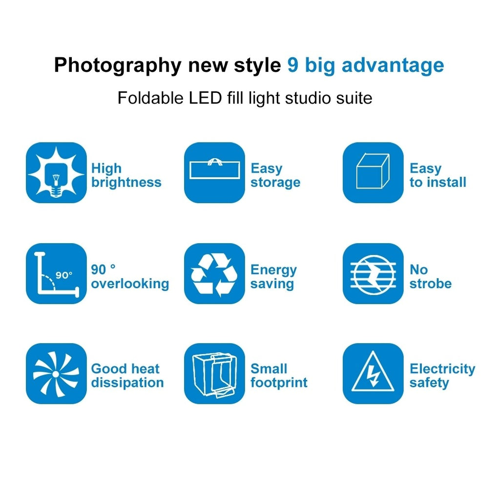 PULUZ Portable LED White Light Photo Studio 80Cm Folding Lighting Shoot Tent Box