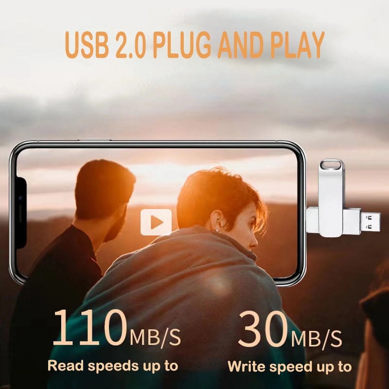 USB Flash Drive 1TB/1000GB 2In1 OTG Thumb Drive Storage Photo Stick for Type C Phones, Laptops, PC, Etc