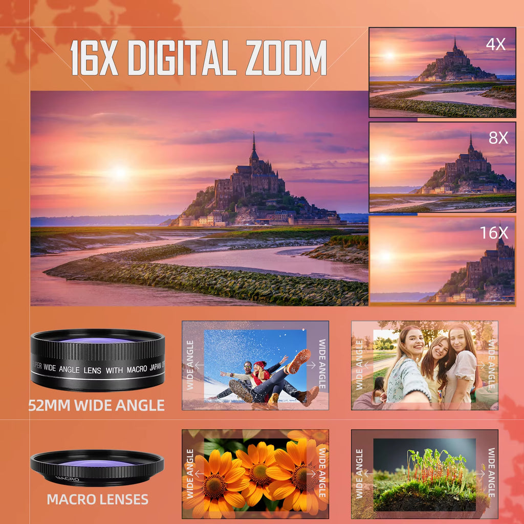 Macro Lens 4K Pink Digital Camera Flip Screen Selfie Camera 48MP Youtube Vlog WIFI Network Camera 16X Digital Zoom