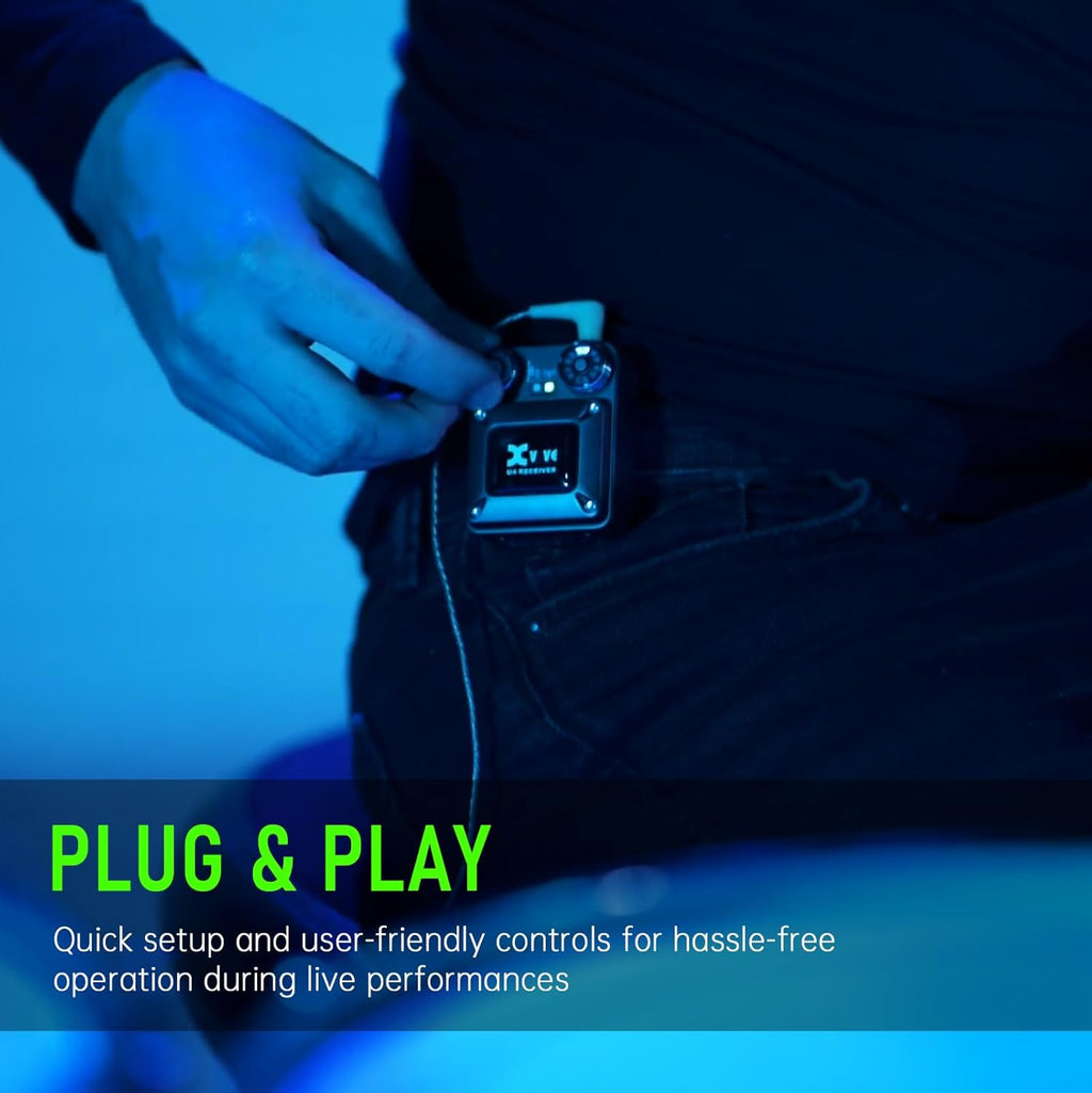 U4 Wireless In-Ear Monitor System Professional IEM System Transmitter and Beltpack Receiver for Studio, Band Rehearsal,Live Performance (U4)