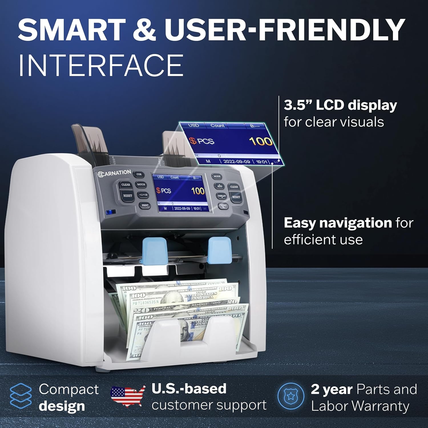 Multi-Currency Bill Counter and Sorter with Counterfeit Detection - Money Counter Machine with MG, IR, MT, UV & CIS Image Recognition