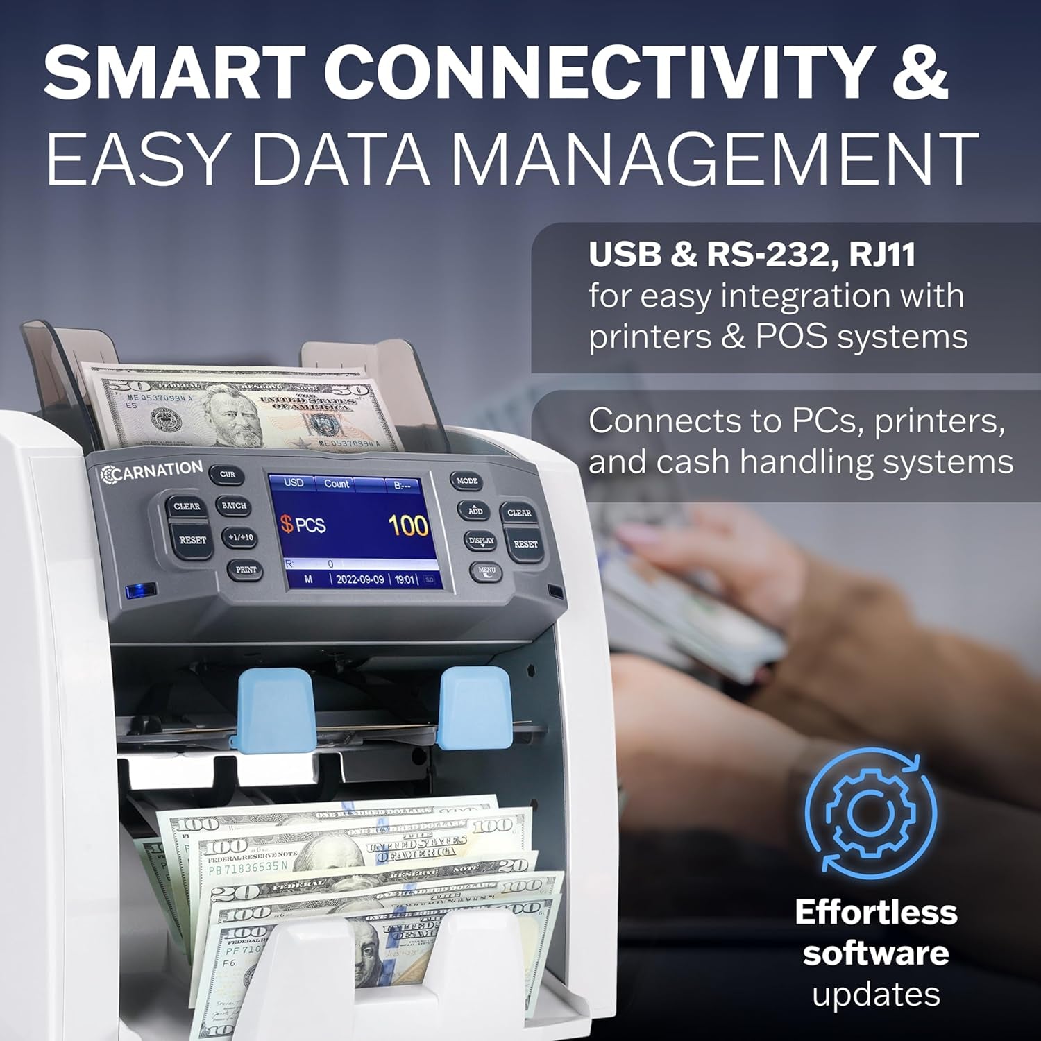 Multi-Currency Bill Counter and Sorter with Counterfeit Detection - Money Counter Machine with MG, IR, MT, UV & CIS Image Recognition