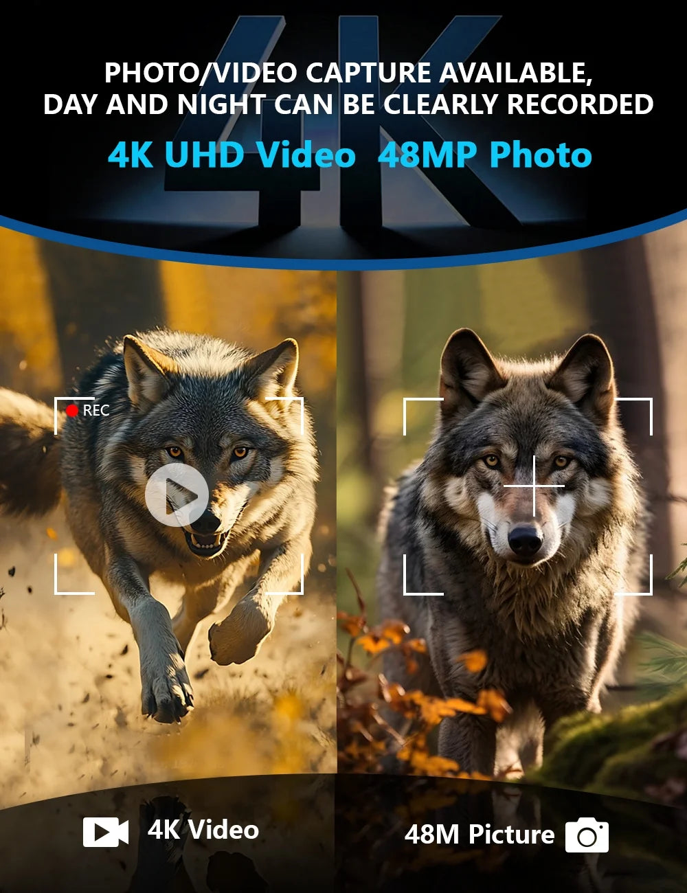 8X Night Vision Binoculars, 4K Infrared Night Vision Goggles with 3" IPS Screen, 984Ft/300Mm Night Vision and Day Range, 4000Mah Rechargeable Battery, 32GB