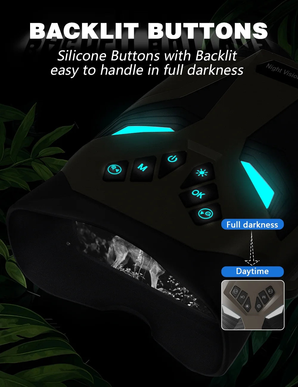 8X Night Vision Binoculars, 4K Infrared Night Vision Goggles with 3" IPS Screen, 984Ft/300Mm Night Vision and Day Range, 4000Mah Rechargeable Battery, 32GB