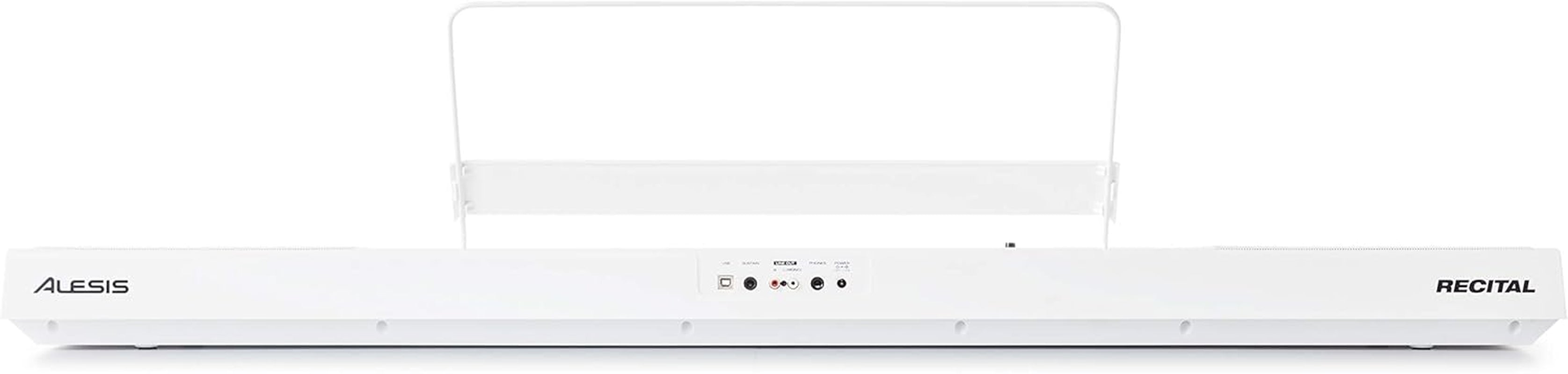 Recital White - 88 Key Digital Piano Keyboard with Semi-Weighted Keys, 2X20W Speakers, 5 Voices, Split, Layer and Lesson Mode, FX and Piano Lessons