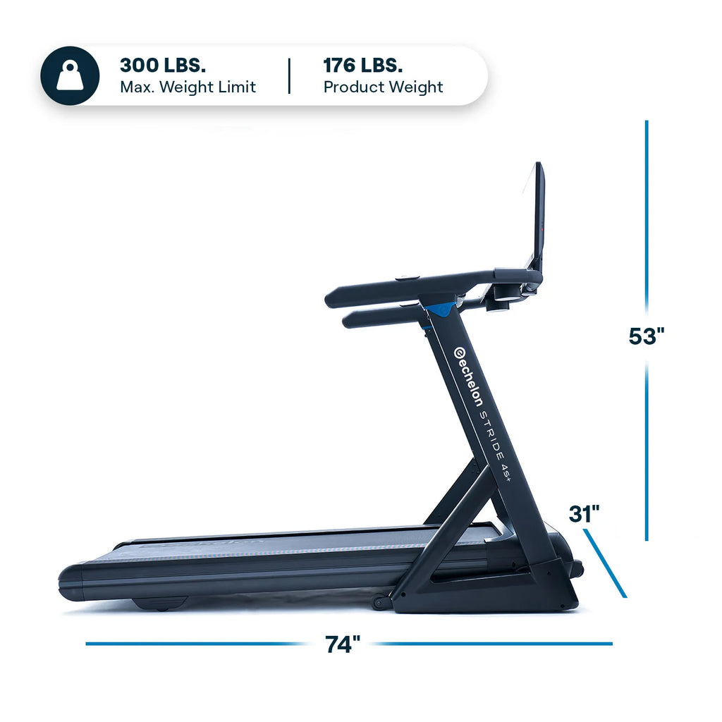 Stride 4S-22 Auto-Fold Treadmill, Touchscreen, 12 MPH, Bluetooth, 300 LB Capacity