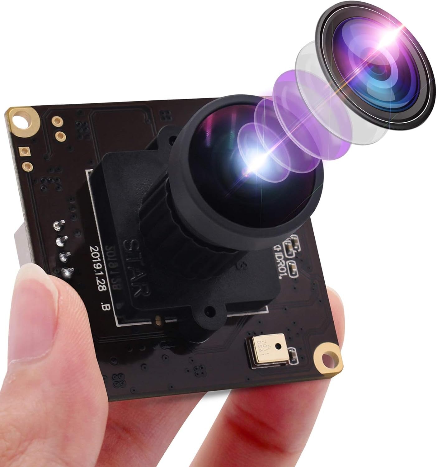 USB 4K Webcam Mini Camera Module Avec 170 Degrees, Camera Web Ultra HD 2160P Avec Capteur IMX317 Aluminium Webcamera UVC Support, Plug & Play for Windows, Android, Mac, Linux