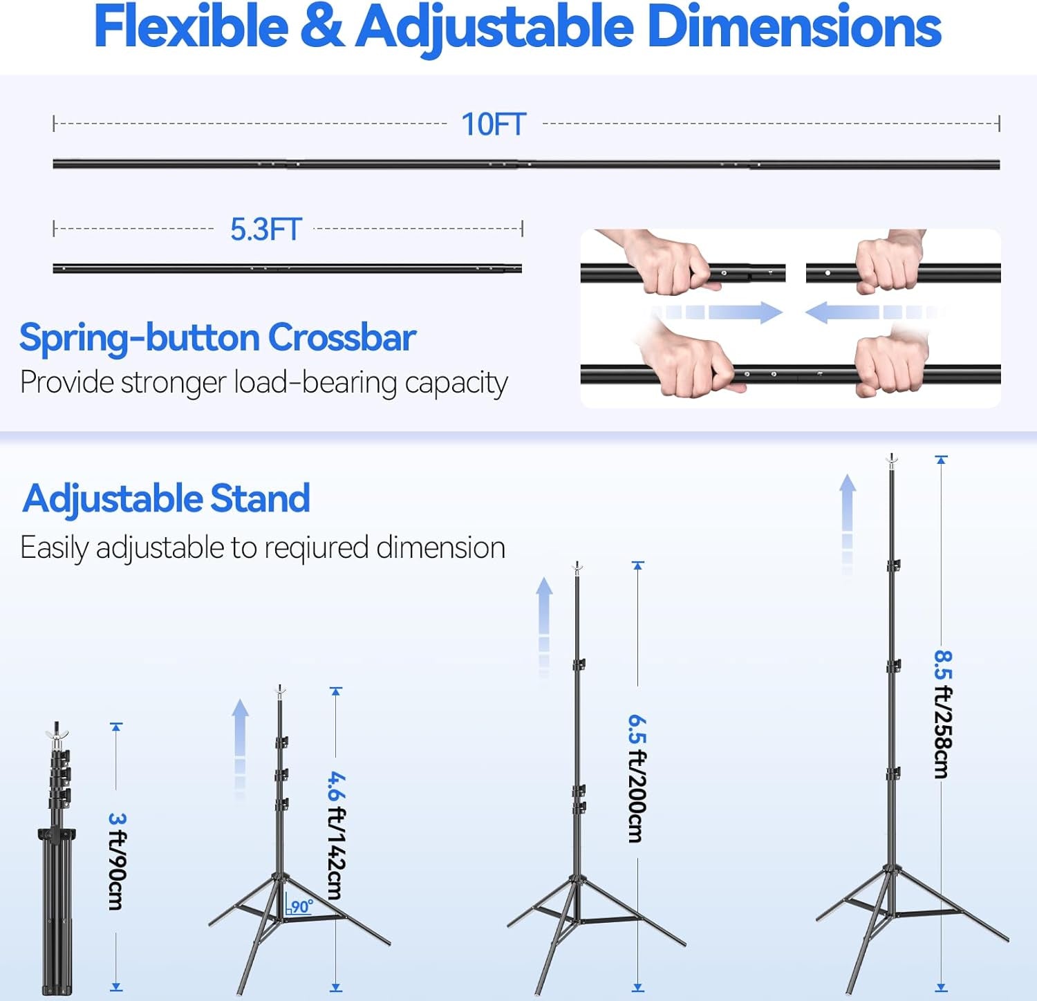 Photo Video Studio 8.5 X 10Ft Green Screen Backdrop Stand Kit, Photography Background Support System with 10 X12Ft 100% Cotton Muslin Chromakey Curtain