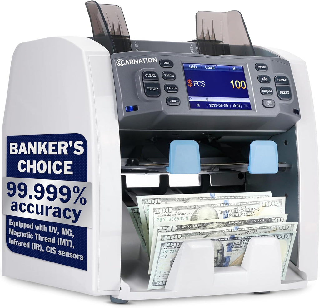 Multi-Currency Bill Counter and Sorter with Counterfeit Detection - Money Counter Machine with MG, IR, MT, UV & CIS Image Recognition