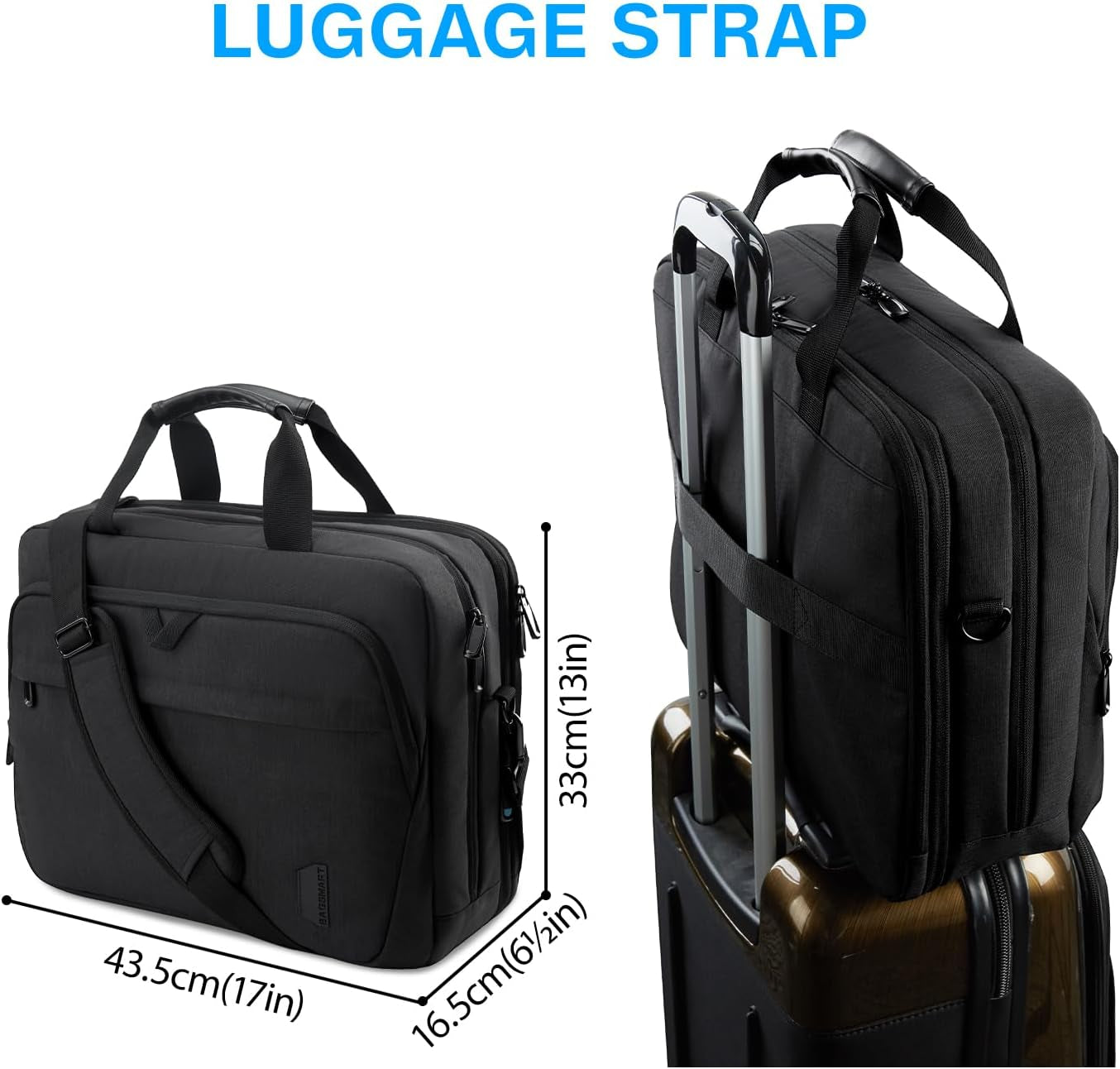 17.3 Inch Laptop Bag, Expandable Computer Bag Laptop Briefcase Men Women,Laptop Shoulder Bag,Work Bag Business Travel Office, Black