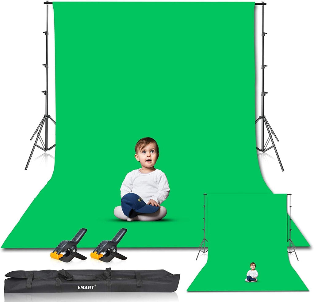 Photo Video Studio 8.5 X 10Ft Green Screen Backdrop Stand Kit, Photography Background Support System with 10 X12Ft 100% Cotton Muslin Chromakey Curtain