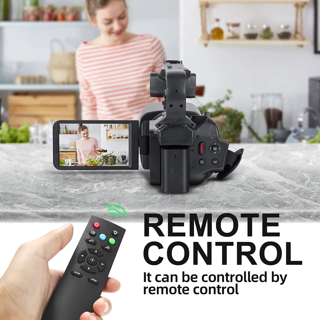 Video Camera, 4K Camcorder 64MP Digital Camera with Manual Focus, 4.0" Touch Screen 18X Digital Zoom Vlogging Camera for Youtube, with Wifi, Remote Control, 32GB SD Card and Batteries