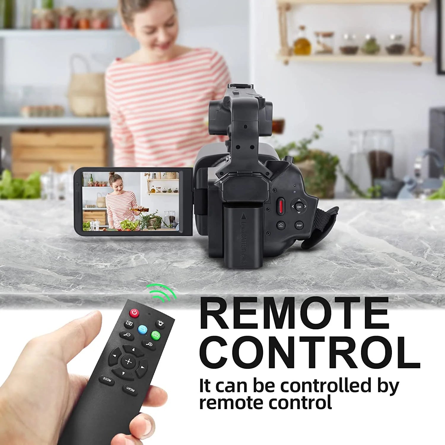 Video Camera, 4K Camcorder 64MP Digital Camera with Manual Focus, 4.0" Touch Screen 18X Digital Zoom Vlogging Camera for Youtube, with Wifi, Remote Control, 32GB SD Card and Batteries