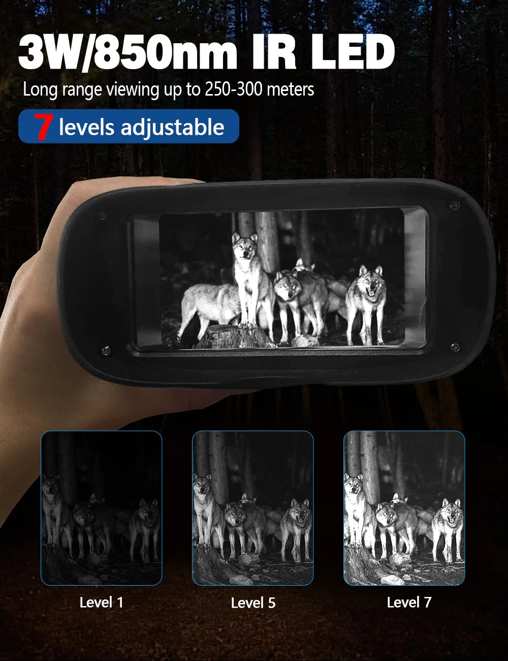 8X Night Vision Binoculars, 4K Infrared Night Vision Goggles with 3" IPS Screen, 984Ft/300Mm Night Vision and Day Range, 4000Mah Rechargeable Battery, 32GB