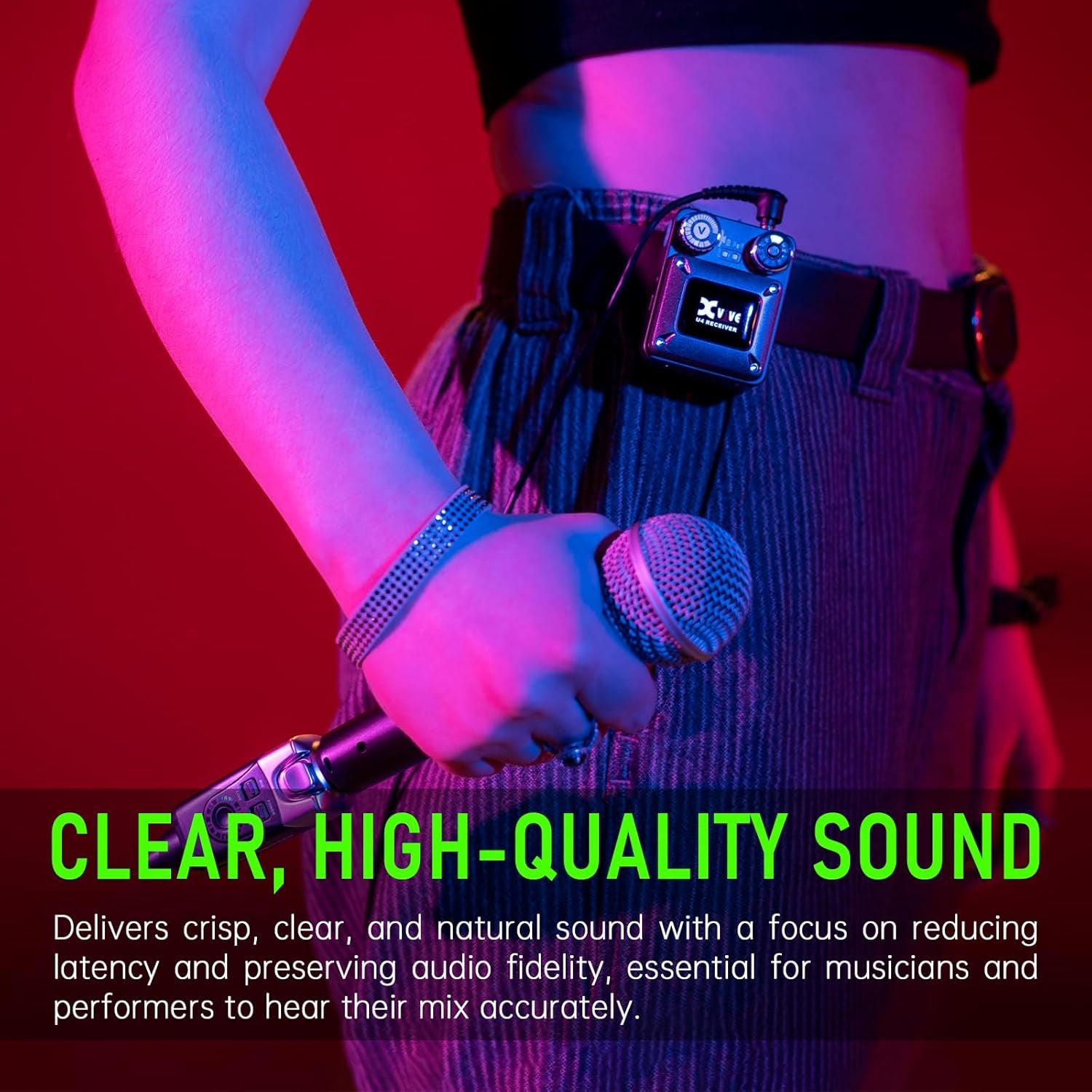 U4 Wireless In-Ear Monitor System Professional IEM System Transmitter and Beltpack Receiver for Studio, Band Rehearsal,Live Performance (U4)